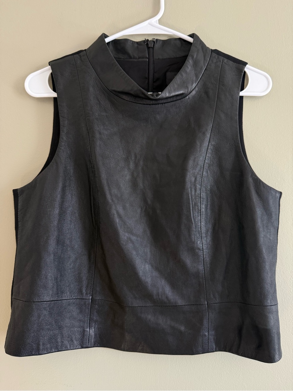 Banana Republic Black Genuine Leather Cowl Neck Sleeveless Top Size 10